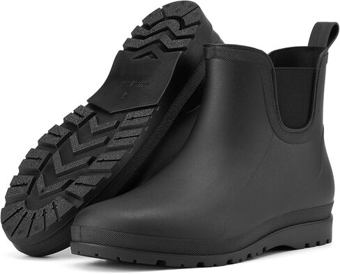 HISEA Men's Chelsea Rain Boots, Waterproof Lightweight Ankle Deck Boots, Non-Slip Garden Shoes for Yard Work, Fishing, Car Washing, Dog Walking in Kuwait