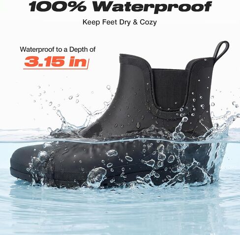 HISEA Men's Chelsea Rain Boots, Waterproof Lightweight Ankle Deck Boots, Non-Slip Garden Shoes for Yard Work, Fishing, Car Washing, Dog Walking in Kuwait