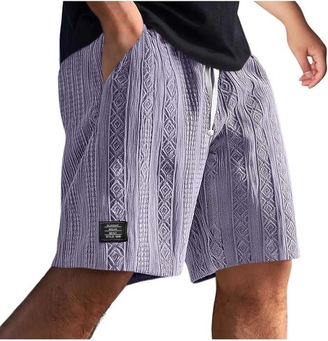 Men Hawaiian Beach Shorts 2026 Big and Tall Mens Summer Shorts Vintage Jacquard Textured Drawstring Vacation Clothing in Kuwait