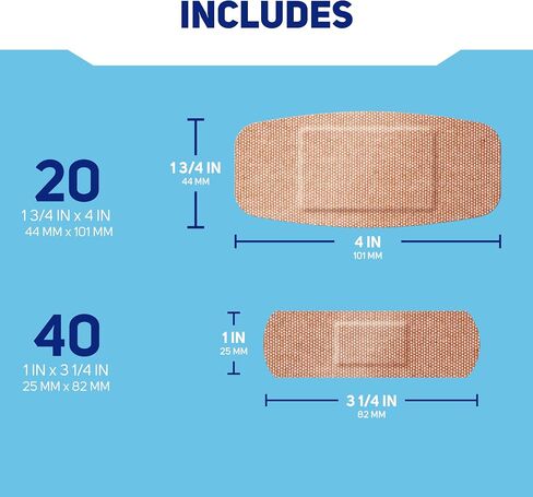 Care Science Heavy Fabric Strong Adhesive Bandages, 60ct Assorted Sizes | Flexible Protection for First Aid and Wound Care in Kuwait