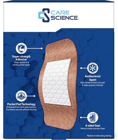 Care Science Heavy Fabric Strong Adhesive Bandages, 60ct Assorted Sizes | Flexible Protection for First Aid and Wound Care in Kuwait