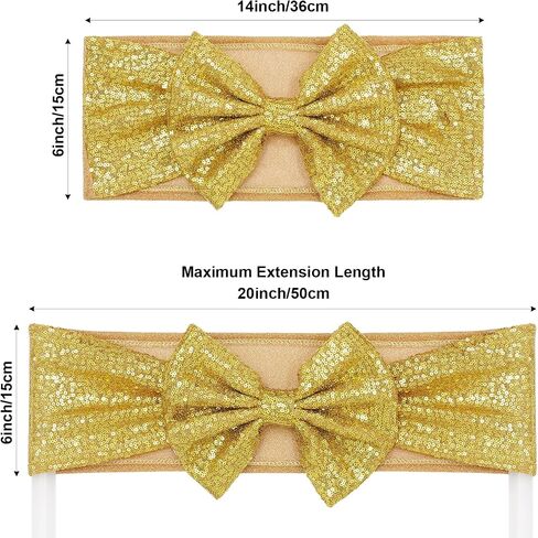 SquarePie 10 Pcs Gold Sequin Chair Sashes with Fixed Bow, Elastic Metallic Yarn Fabric Chair Ties with Starlight Glimmer Backing, Sashes for Birthday Party Banquet Decorations in Saudi Arabia