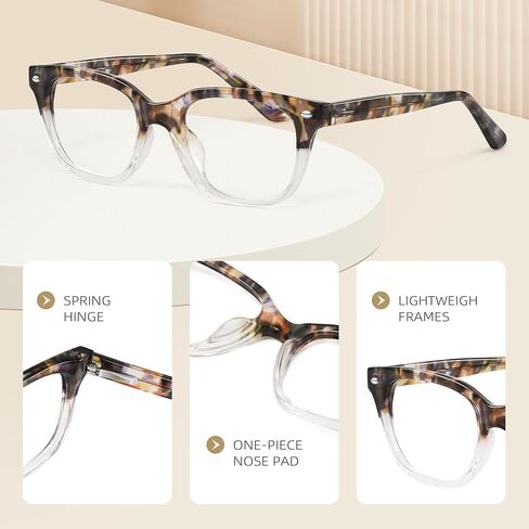 Square Reading Glasses for Women - Blue Light Blocking Readers - Amber Mist in Saudi Arabia