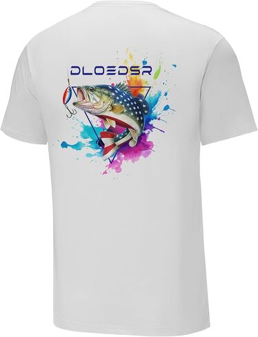 Men's Fishing Swim Shirt UPF 50+ Sun Protection Rash Guard Quick Dry Lightweight Short Sleeve Graphic Tee for Beach Hiking in Kuwait