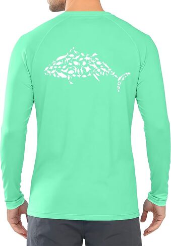 Men's Fishing Shirt Long Sleeve, UPF50+ UV Protection Sun Shirts, Quick Dry Graphic T Shirt for Running Hiking in Saudi Arabia