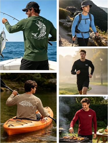 Men's Fishing Shirt Long Sleeve, UPF50+ UV Protection Sun Shirts, Quick Dry Graphic T Shirt for Running Hiking in Saudi Arabia