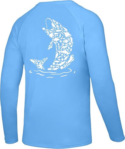 Men's Fishing Shirt Long Sleeve, UPF50+ UV Protection Sun Shirts, Quick Dry Graphic T Shirt for Running Hiking in Kuwait