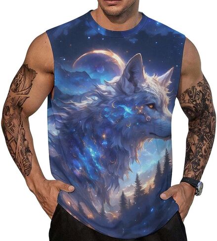 Mens Tank Tops Summer Sleeveless Tee Graphic Workout Muscle Gym T-Shirts in Saudi Arabia