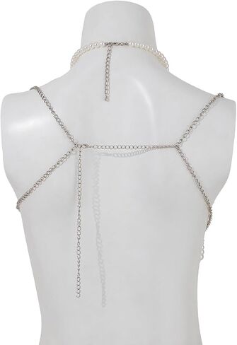 Summer Mulit-layered Pearl Tassel Chest Body Chain Festival Rave Pearl Top Vest Sexy Bikini Beach Beaded Body Chain Bra Jewelry for Women in Kuwait