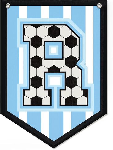 Soccer Letter M Banner Decor, Toddler Boys Room Decor Name Pennant Flag Personalized Boy Gifts, Vintage Sports Boy Nursery Wall Art Decor, Name Sign for Toddler Bedroom Playroom Decor 11.8X16.5 Inch in Saudi Arabia