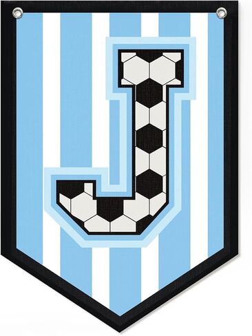Soccer Letter M Banner Decor, Toddler Boys Room Decor Name Pennant Flag Personalized Boy Gifts, Vintage Sports Boy Nursery Wall Art Decor, Name Sign for Toddler Bedroom Playroom Decor 11.8X16.5 Inch in Saudi Arabia