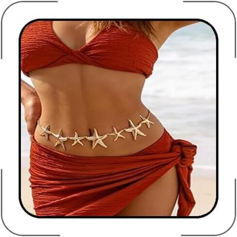 Starfish Shell Waist Chain for Women Layered Adjustable Belly Chain with Pearl Mermaid Seashell Boho Summer Beach Bikini Body Jewelry for Vacation & Festival in Kuwait
