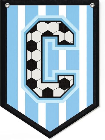 Soccer Letter M Banner Decor, Toddler Boys Room Decor Name Pennant Flag Personalized Boy Gifts, Vintage Sports Boy Nursery Wall Art Decor, Name Sign for Toddler Bedroom Playroom Decor 11.8X16.5 Inch in Saudi Arabia
