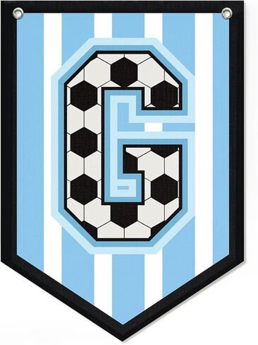 Soccer Letter M Banner Decor, Toddler Boys Room Decor Name Pennant Flag Personalized Boy Gifts, Vintage Sports Boy Nursery Wall Art Decor, Name Sign for Toddler Bedroom Playroom Decor 11.8X16.5 Inch in Saudi Arabia