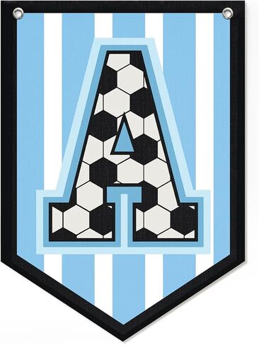 Soccer Letter M Banner Decor, Toddler Boys Room Decor Name Pennant Flag Personalized Boy Gifts, Vintage Sports Boy Nursery Wall Art Decor, Name Sign for Toddler Bedroom Playroom Decor 11.8X16.5 Inch in Saudi Arabia