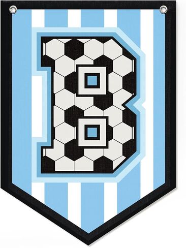 Soccer Letter M Banner Decor, Toddler Boys Room Decor Name Pennant Flag Personalized Boy Gifts, Vintage Sports Boy Nursery Wall Art Decor, Name Sign for Toddler Bedroom Playroom Decor 11.8X16.5 Inch in Saudi Arabia
