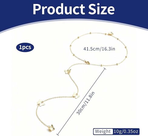Gold Tone Body Chain for Women, Butterfly Pendant Back Necklace, Adjustable Layered Waist Chain, Boho Style Body Jewelry for Beach Vacation, Music Festivals and Backless Dress Accessories in Kuwait