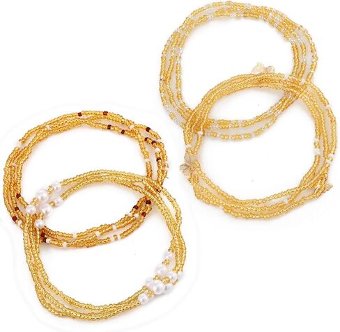 4 Pcs Waist Beads For Women, Butterfly Belly Chain, Elastic Waist Chain Waist Jewelry For Summer Beach Bikini, Bohemian Style in Kuwait