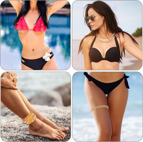 4 Pcs Waist Beads For Women, Butterfly Belly Chain, Elastic Waist Chain Waist Jewelry For Summer Beach Bikini, Bohemian Style in Kuwait