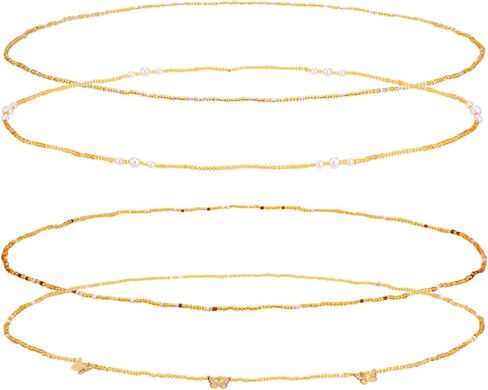 4 Pcs Waist Beads For Women, Butterfly Belly Chain, Elastic Waist Chain Waist Jewelry For Summer Beach Bikini, Bohemian Style in Kuwait