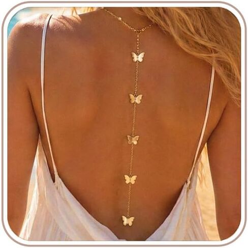 Gold & Silver Body Chain Jewelry for Women, Back Jewelry for Backless Dress, Elegant Layered Body Jewelry for Summer Beach & Wedding in Saudi Arabia