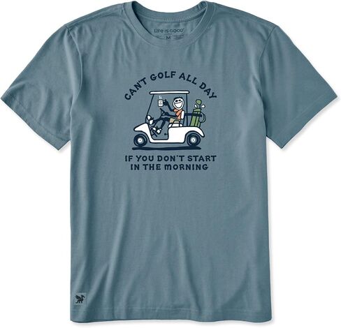 Life is Good. Men's Can't Golf All Day Short Sleeve Crusher Tee, Slate Blue in Kuwait