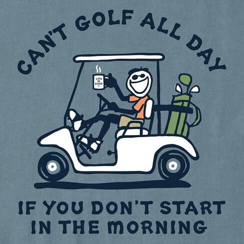 Life is Good. Men's Can't Golf All Day Short Sleeve Crusher Tee, Slate Blue in Kuwait