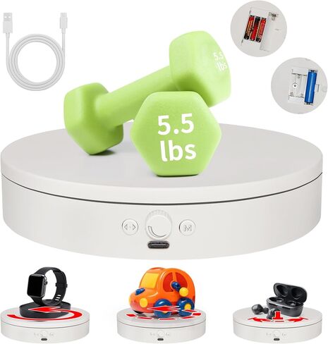 Rotating Display Stand,360° Silent Spinning Display Stand,Speed-adjustable Rotating Turntable,Multi-mode Rotating Display Base,Multi-power Motorized Turntable For 3D Scan(7.87inch/Black) in Saudi Arabia