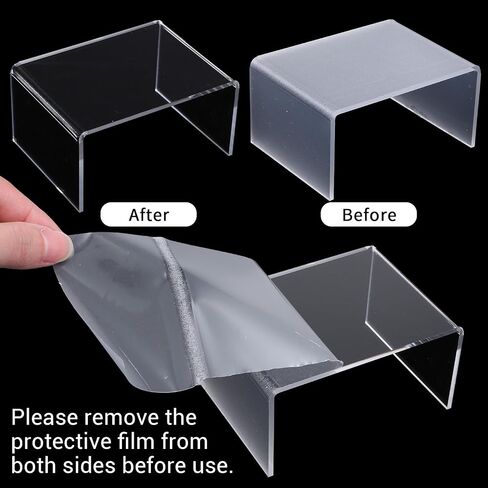 16 Pack Acrylic Risers for Display, 4.4" x 3.2" x 2.2" Clear Acrylic Shelf Riser Display Stands for Figures, Buffets, Dessert, Cupcakes, Jewelry and Collectibles Table Decorations in Kuwait