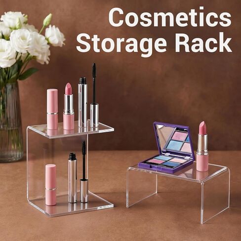 16 Pack Acrylic Risers for Display, 4.4" x 3.2" x 2.2" Clear Acrylic Shelf Riser Display Stands for Figures, Buffets, Dessert, Cupcakes, Jewelry and Collectibles Table Decorations in Kuwait