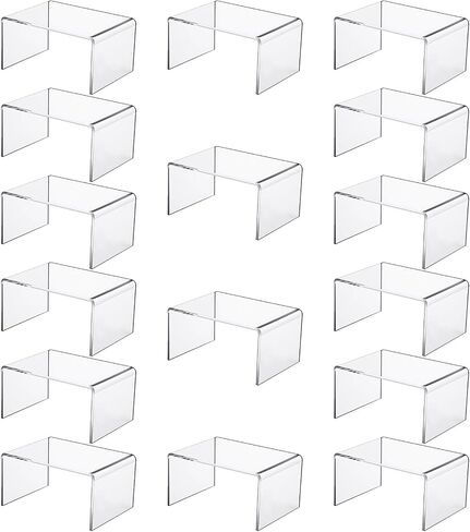 16 Pack Acrylic Risers for Display, 4.4" x 3.2" x 2.2" Clear Acrylic Shelf Riser Display Stands for Figures, Buffets, Dessert, Cupcakes, Jewelry and Collectibles Table Decorations in Kuwait