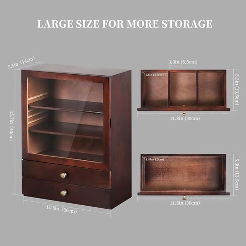 AUTOARK Cologne Organizer with Drawer,Large Men's Cologne Storage Stand,5-Tier Wooden Perfume Display Box,Dustproof Bathroom Organizer,Gift for Men,Walnut,AHK-085 in Saudi Arabia