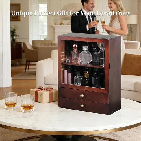 AUTOARK Cologne Organizer with Drawer,Large Men's Cologne Storage Stand,5-Tier Wooden Perfume Display Box,Dustproof Bathroom Organizer,Gift for Men,Walnut,AHK-085 in Saudi Arabia