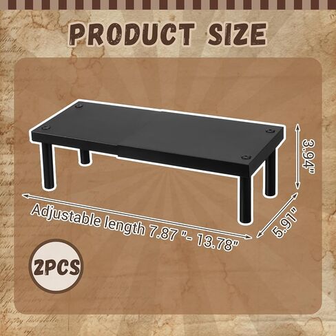 Thyle 2 Pack Book Shelf Riser، حامل كتب معدني قابل للتوسيع قابل للتعديل طول 7.8-13.7 بوصة موفر للمساحة حامل عرض مزدوج الصفوف للمانجا والروايات وأقراص DVD والأقراص المدمجة in Kuwait