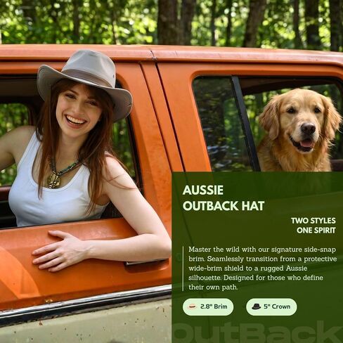TOP-EX Cotton Aussie Outback Safari Hat, UPF 50+ Sun Hat Wide Brim with Chin Strap, Breathable Packable Bush Hat Men Women in Kuwait