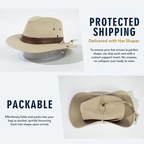 TOP-EX Cotton Aussie Outback Safari Hat, UPF 50+ Sun Hat Wide Brim with Chin Strap, Breathable Packable Bush Hat Men Women in Kuwait