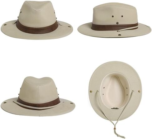 TOP-EX Cotton Aussie Outback Safari Hat, UPF 50+ Sun Hat Wide Brim with Chin Strap, Breathable Packable Bush Hat Men Women in Kuwait
