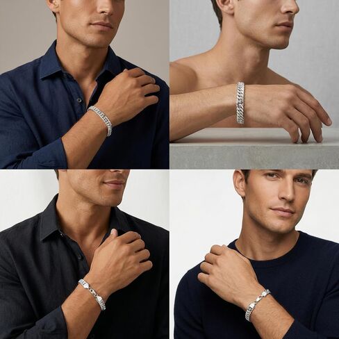 S925 Sterling Silver Chain Bracelet for Men - 12MM S925 Sterling Silver Over Cuban Chain Bracelet Diamond Cut Silver Bracelets Gifts for Men 7.5/8/8.5/9Inch in Saudi Arabia