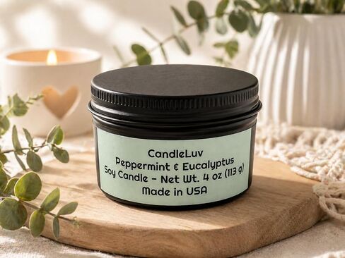 Peppermint & Eucalyptus 4 oz Soy Candle in Kuwait
