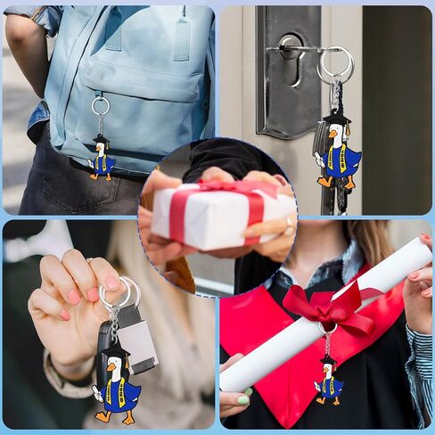 24 Set Class of 2026 Graduation Gifts Keychains with Thanks Cards Organza Bags 2026 Graduation Porch Goose Keychains Grad Congratulations Party Favors for University College High School Gifts (Blue) in Saudi Arabia