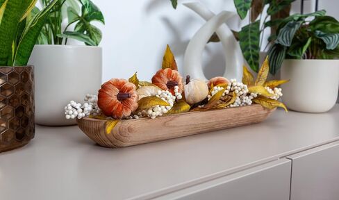 17.5" Handcrafted Wooden Dough Bowl – Artisan Paulownia Wood Centerpiece | Luxury Rustic Home Décor | Elegant Catchall Beautiful Gift in Kuwait
