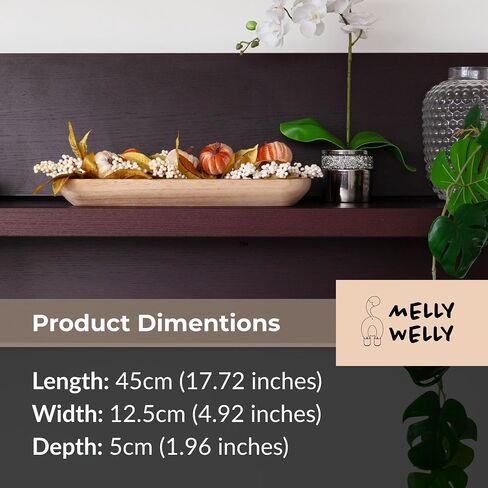 17.5" Handcrafted Wooden Dough Bowl – Artisan Paulownia Wood Centerpiece | Luxury Rustic Home Décor | Elegant Catchall Beautiful Gift in Kuwait