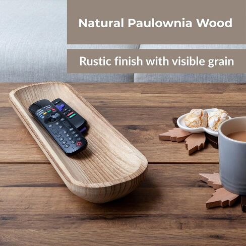 17.5" Handcrafted Wooden Dough Bowl – Artisan Paulownia Wood Centerpiece | Luxury Rustic Home Décor | Elegant Catchall Beautiful Gift in Kuwait