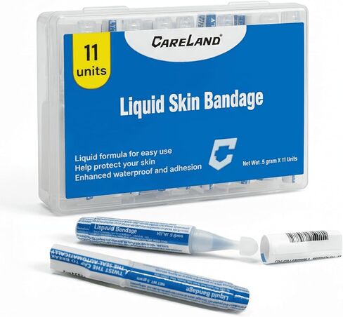 Careland Liquid Bandage for Skin, Waterproof Liquid Skin Glue for Wound Closure, Blisters, Hangnails & Paper Cuts. Easy-Snap First Aid Sealant in Portable Hard Case (11 Count) in Saudi Arabia
