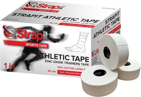 STRAPIT Athletic Tape White 1.5" x 15yds, 32 Rolls, Premium Cotton Sports Tape for Ankles & Wrists – Easy Tear, Strong Adhesive, Latex Free in Kuwait