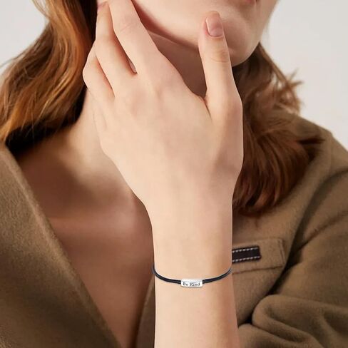 Be Kind of Hand-Woven Leather Bracelet, 925 Sterling Silver Birthday Gifts for Women in Saudi Arabia