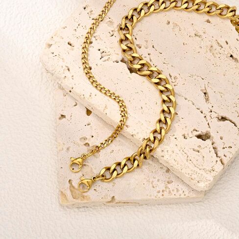 HERSIN Gold Ankle Bracelets for Women Trendy, 14K Gold Plated Anklets Waterproof Chunky Cuban Link Anklet Bracelet for Women Non Tarnish Summer Beach Jewelry Gifts in Saudi Arabia