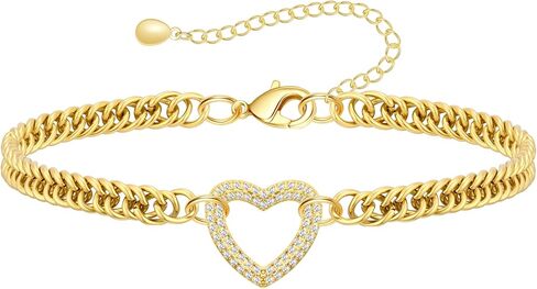 HERSIN Gold Ankle Bracelets for Women Trendy, 14K Gold Plated Anklets Waterproof Chunky Cuban Link Anklet Bracelet for Women Non Tarnish Summer Beach Jewelry Gifts in Saudi Arabia