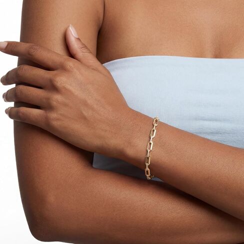NORBU 18K Gold Plated Bracelet for Women, Paperclip Chain Bracelet for Women, Dainty Womens Gold Bracelet with Cubic Zirconia Minimalist Jewelry Gift for Her in Saudi Arabia