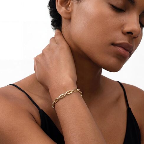 NORBU 18K Gold Plated Bracelet for Women, Paperclip Chain Bracelet for Women, Dainty Womens Gold Bracelet with Cubic Zirconia Minimalist Jewelry Gift for Her in Saudi Arabia